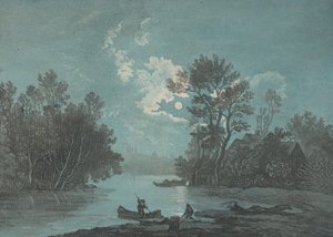 Rybacy przy Moonlight, ca. 1750-1800. autorstwa Claude Joseph Vernet