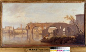 Le Ponte Rotto w Rzymie Obraz Josepha Verneta (1714-1789) XVIII w. Słońce. 0,4x0,77 m . autorstwa Claude Joseph Vernet