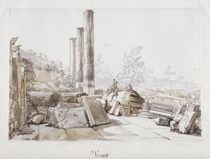 Ruiny świątyni Serapisa w Pozzuoli, 1750 (pióro i atrament oraz umyć czarną kredą na papierze)