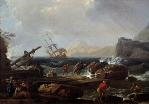 Scena wraku statku Obraz Josepha Verneta (1714-1789) XVIII w. Montpellier, Musee Fabre autorstwa Claude Joseph Vernet