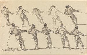 Dziesięciu mężczyzn ciągnących liny autorstwa Claude Joseph Vernet