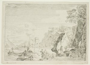 Plaża z dużą wieżą autorstwa Claude Joseph Vernet