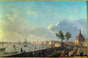 Port w Bordeaux z murami obronnymi Obraz Josepha Verneta (1714-1789) XVIII wiek. Paryż. Muzeum Morskie autorstwa Claude Joseph Vernet
