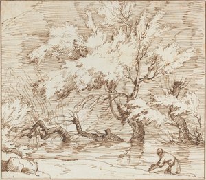 Drzewa odbite w potoku autorstwa Claude Joseph Vernet