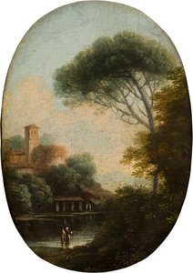 Krajobraz leśnego jeziora, ok. 1620-1682 (olej i płótno na panelu)