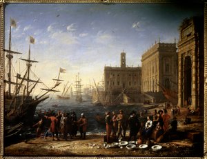 Widok na port z Kapitolem Widok na Rzym we Włoszech. Obraz Claude