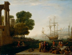 Port morski o zachodzie słońca autorstwa Claude Lorrain