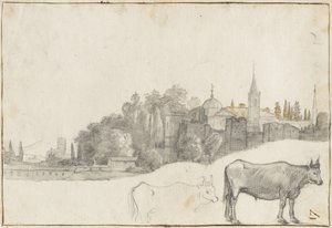 Widok poza Piazza del Popolo w Rzymie, 1640-41 autorstwa Claude Lorrain