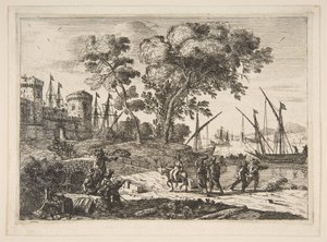 Scena Wybrzeża z Artystą, ca. 1638-41. autorstwa Claude Lorrain