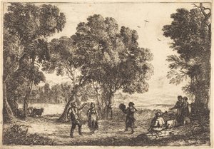 Taniec pod drzewami autorstwa Claude Lorrain