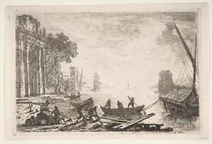 Scena portowa z wschodzącym słońcem, 1634. autorstwa Claude Lorrain