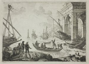 Scena portowa z latarnią morską autorstwa Claude Lorrain