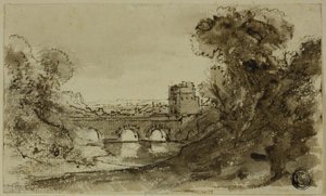 Italianate Krajobraz rzeczny z mostem i wieżą autorstwa Claude Lorrain