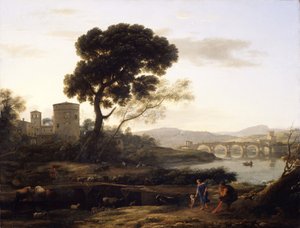 Krajobraz pod Rzymem z widokiem na Ponte Molle, 1645 autorstwa Claude Lorrain