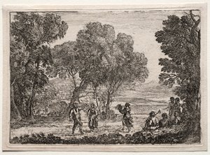 Krajobraz z tańcem country (mała płyta) autorstwa Claude Lorrain