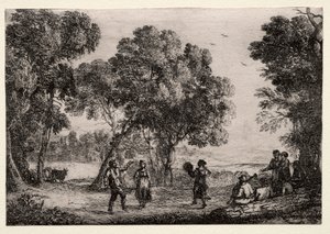 Krajobraz z tańcem country (mała płyta) autorstwa Claude Lorrain