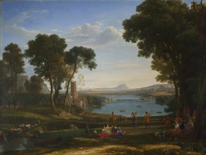 Krajobraz z małżeństwem Izaaka i Rebeki, 1648 autorstwa Claude Lorrain