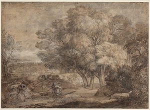 Krajobraz z Narcyzem i Echo autorstwa Claude Lorrain