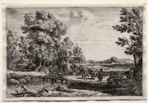 Drewniany most autorstwa Claude Lorrain