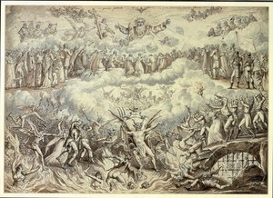 Alegoria rojalistów (pióro i tusz i pranie na papierze) autorstwa Claude Louis Desrais