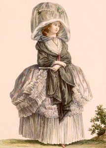 Damska letnia suknia promenadowa, grawerowana przez Deny, z „Galeries des Modes et Costumes Francais”, ok. 1778-87 autorstwa Claude Louis Desrais