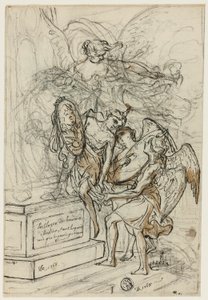 Alegoria na cześć króla Stanisława Leszczyńskiego (recto); Szkic stojącego mężczyzny z wyciągniętymi ramionami (verso) autorstwa Claude Louis Desrais