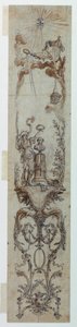 Rysunek, projekty malowanych paneli z Fortuną i Jacquesem Neckerem, 1788-90 autorstwa Claude Louis Desrais