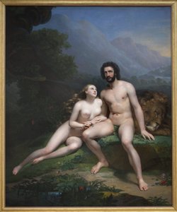 Adam i Ewa. Obraz Claude Marie Dubufe (1790-1864), olej na płótnie