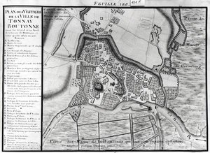 Fol.105 Mapa miasta Tonnay-Boutonne z Recueil des Plans de Saintonge (pióro i atrament oraz toaleta na papierze)