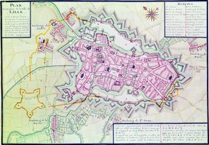 Mapa miasta Lille z „Atlas et Histoire de Lille” (pióro i atrament i toaleta na papierze)