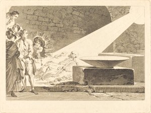 Fragonard i Bergeret z żonami odwiedzają grobowiec w Pompejach autorstwa Claude Mathieu Fessard after Jean Honoré Fragonard