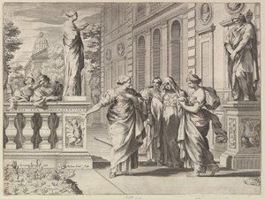 Alegoria na cześć Kolegium Rzymskiego założonego przez rodzinę Borghese, 1615-88. autorstwa Claude Mellan