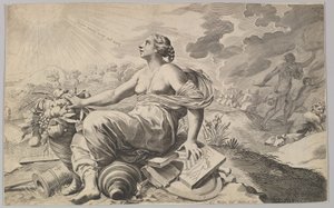 Alegoria Francji z herbem Richelieu Allégorie sur la Paix. autorstwa Claude Mellan
