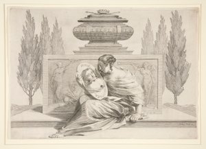 Alegoria Śmierci Królowej (Anny Austriackiej) autorstwa Claude Mellan