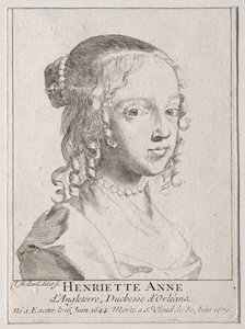 Henriette-Marie dAngleterre, księżna Orleanu. autorstwa Claude Mellan
