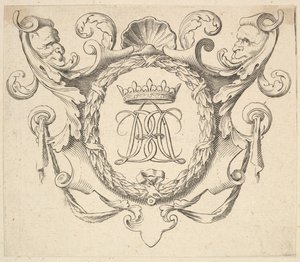 Monogram z koroną. autorstwa Claude Mellan