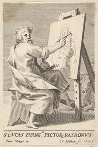 Św. Łukasz malujący Dziewicę, 1625. autorstwa Claude Mellan
