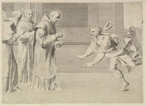 Św. Wilhelm, książę Akwitanii, nawrócony przez św. Bernarda. autorstwa Claude Mellan