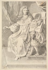 Strona tytułowa: Le Code Louis XIV, 1667. autorstwa Claude Mellan