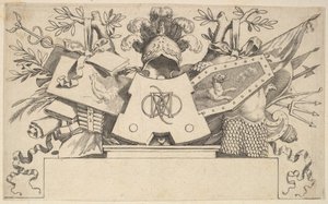 Trofeum z monogramem zawierającym litery LEONARDOS, 1651. autorstwa Claude Mellan