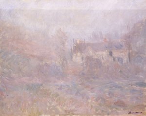 Domy w Falaise we mgle, 1885 autorstwa Claude Monet