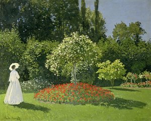 Jeanne Marie Lecadere w ogrodzie autorstwa Claude Monet