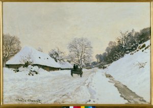 Wózek. Zaśnieżona droga w Honfleur autorstwa Claude Monet
