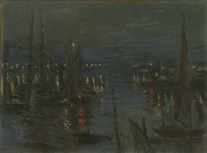 Port w Hawrze, efekt nocy Port w Hawrze nocą, 1873 r. autorstwa Claude Monet