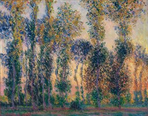 Topole w Giverny (Francja), wschód słońca. Obraz Claude Moneta (1840-1926), olej na płótnie autorstwa Claude Monet