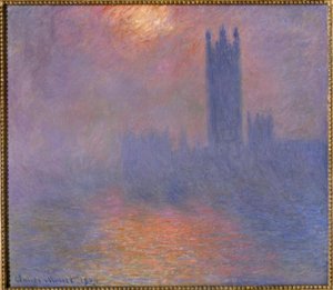 Londyn, Parlament, Dziura w słońcu we mgle autorstwa Claude Monet