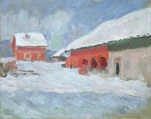 Norwegia, Czerwone domy w Bjornegaard, 1895 autorstwa Claude Monet