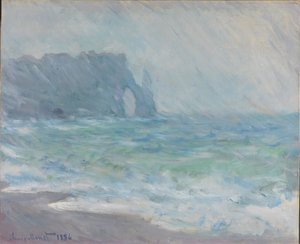 Deszcz w Étretat autorstwa Claude Monet