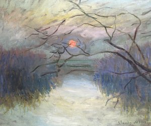 Zachód słońca nad Sekwaną w Vétheuil, 1880 autorstwa Claude Monet