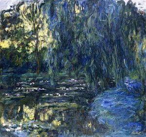 Widok na Lilypond z wierzbą, ok. 1917-1919 autorstwa Claude Monet